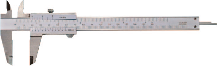 Taschen-Messschieber, 150 mm / 6“ DIN 862 mit Feststellschraube