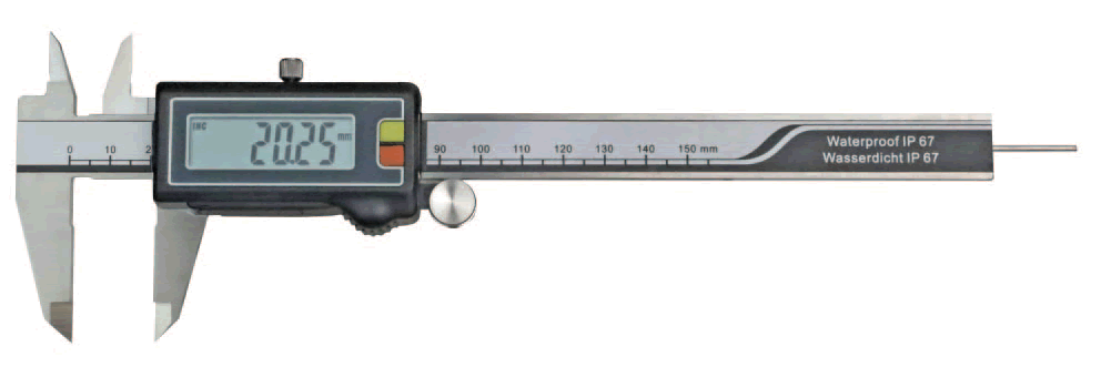 Digital-Messschieber IP67 Messbereich 150 mm, mit rundem Tiefenmaß Digital-Messschieber IP67 Messbereich 150 mm, mit rundem Tiefenmaß